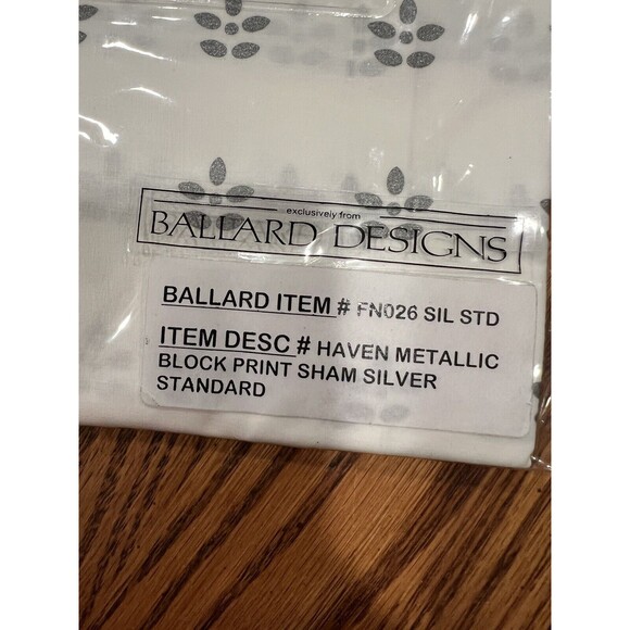 Ballard Designs Pillow Standard Sham Haven Metallic Block Print Set of 2 New - Picture 2 of 5